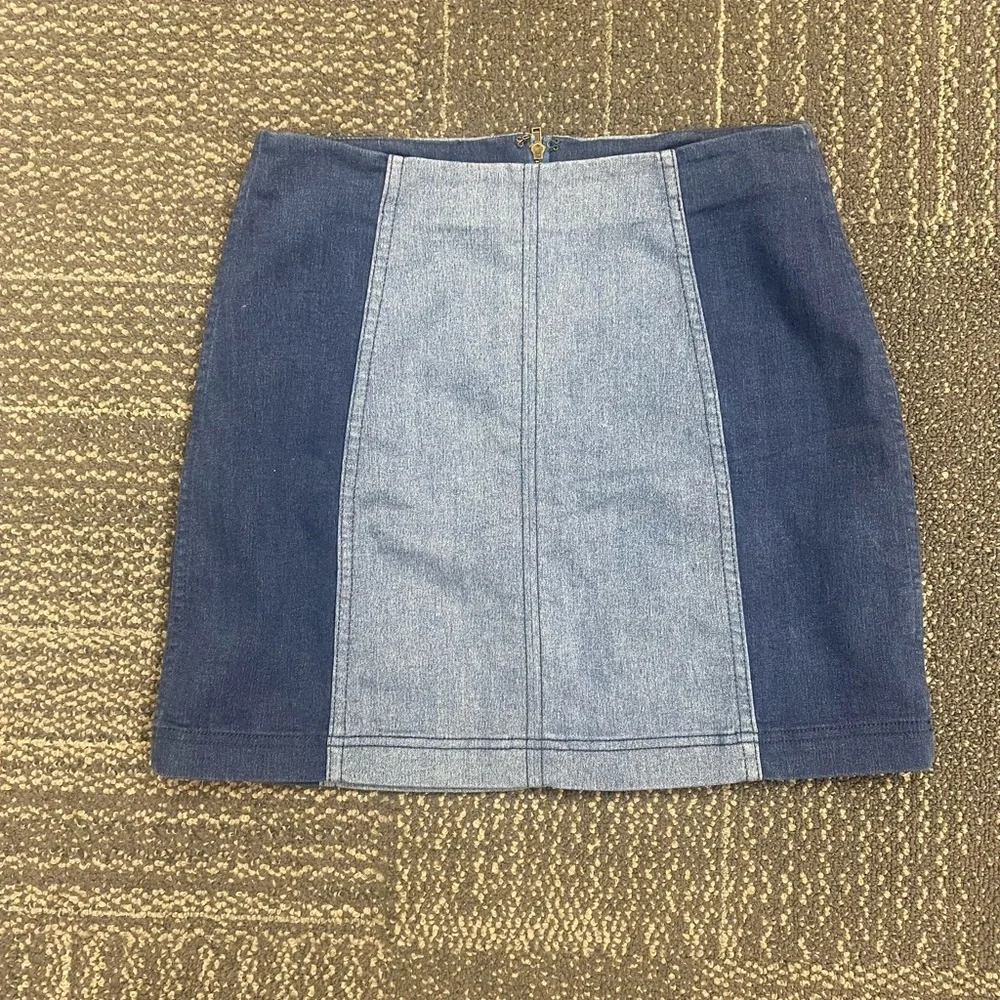 Free People Modern Femme Denim Color-block Mini Skirt Size 6